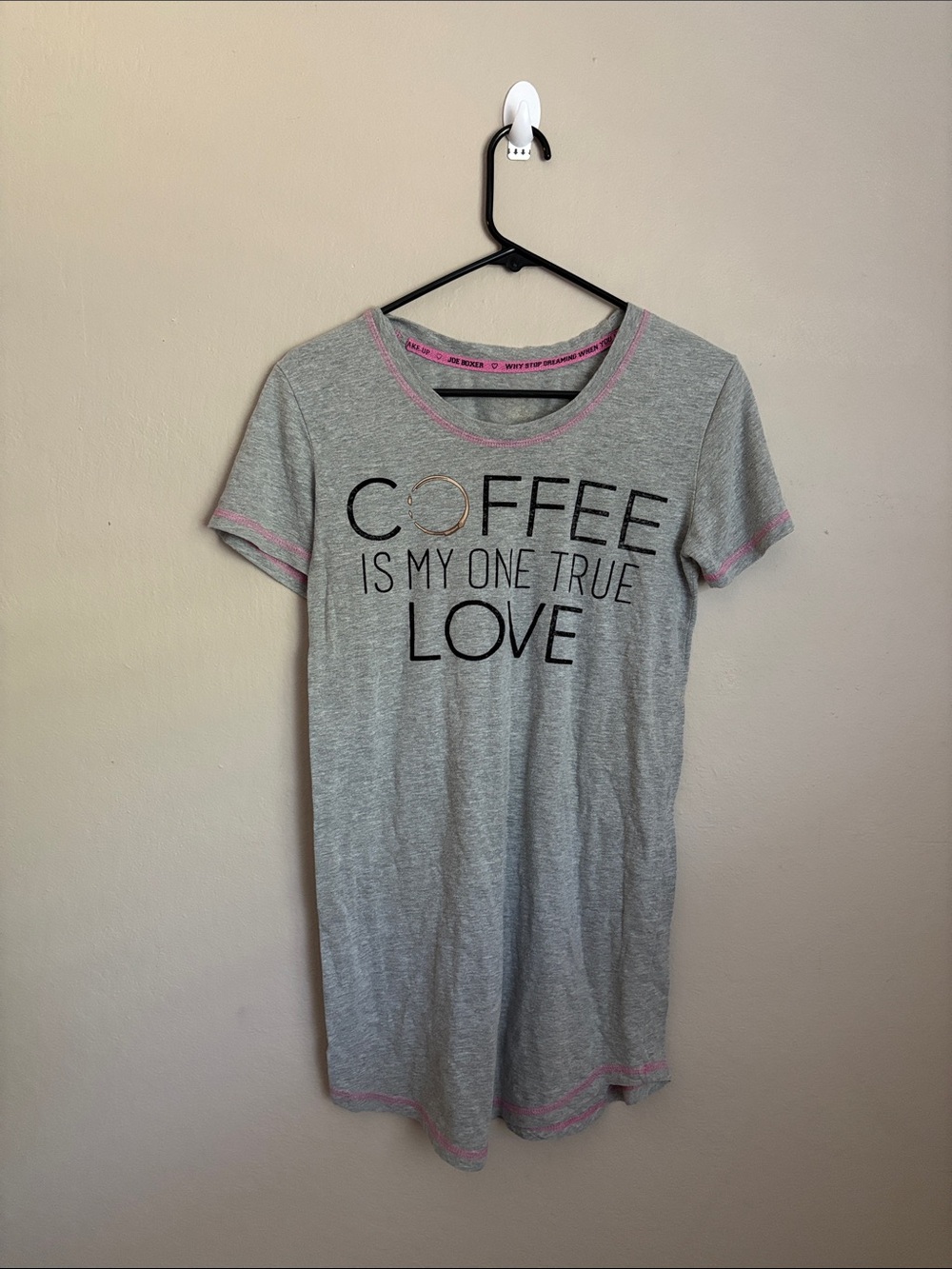 Joe Boxer Gray 'Coffee Is My One True Love' Tee Nightdress size small